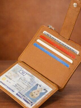 Genuine Leather Credit Card Holder, Mini Card Wallet for Women